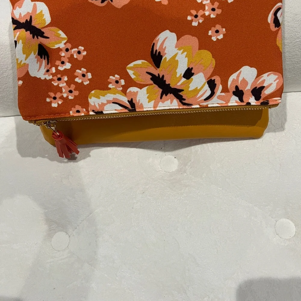 Rachel Pally clutch floral canvas & faux leather reversible clutch NWOT !